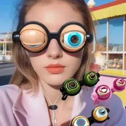 Sjove briller med blinkende øjenmekanisme, afslappet stil, dekorative briller til sjove selfies og som gag-gave Black