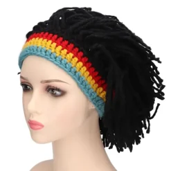 Sjove Parykhatte Høj Elasticitet Hold Varm Strikket Hue Med Dreadlocks Til Jul Halloween black