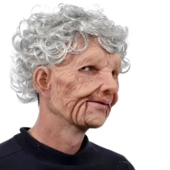 Sjove realistiske latex-masker af gamle mænd og kvinder med hår til Halloween-cosplay, festkostumer, gummimasker til fest