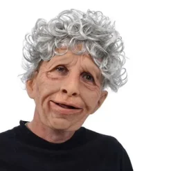 Sjove realistiske latex-masker af gamle mænd og kvinder med hår til Halloween-cosplay, festkostumer, gummimasker til fest