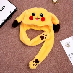 Sjovt legetøj kaninhat PIKACHU hat klemme ører airbag hat bevægelig sød plys hat/dyrehat som gave
