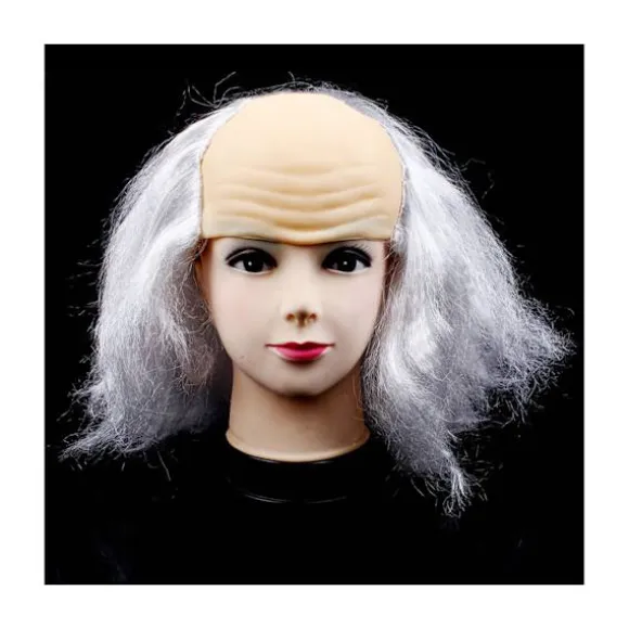 Skaldet Paryk Fluffy Moderigtig Attraktiv Universal Genbrugt Rollespil Rekvisitter Latex Halloween Cosplay Skaldet Paryk til Maskerade - Sort