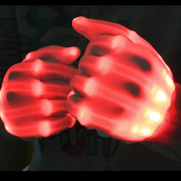 Skelet håndknogle LED lysende handsker Halloween Jul Thanksgiving regnbue flash lysende legetøj red 20cm
