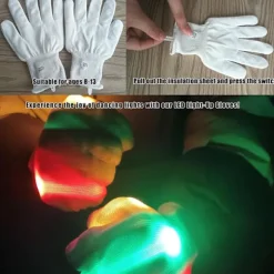 Skelet håndknogle LED lysende handsker Halloween Jul Thanksgiving regnbue flash lysende legetøj red 20cm