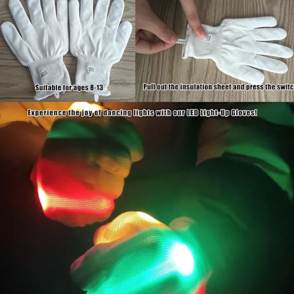 Skelet håndknogle LED lysende handsker Halloween Jul Thanksgiving regnbue flash lysende legetøj red 20cm