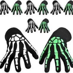 Skeletthandsker 5-pak - Selvlysende Halloweenhandsker - Sort - 23x12.5x7cm