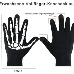 Skeletthandsker 5-pak - Selvlysende Halloweenhandsker - Sort - 23x12.5x7cm