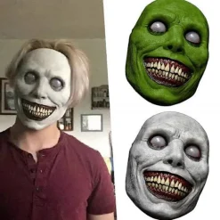Skræmmende Halloween Maske Smilende Dæmoner Horror Uhyggelige Masker Latex Fuld Hoveddækning til Voksne Halloween Cosplay Festrekvisitter (FMY) White | Fyndiq