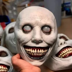 Skræmmende Halloween Maske Smilende Dæmoner Horror Uhyggelige Masker Latex Fuld Hoveddækning til Voksne Halloween Cosplay Festrekvisitter (FMY) White | Fyndiq