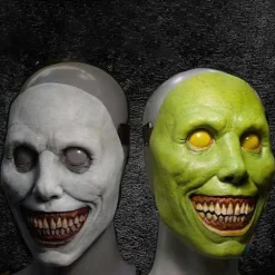 Skræmmende Halloween Maske Smilende Dæmoner Horror Uhyggelige Masker Latex Fuld Hoveddækning til Voksne Halloween Cosplay Festrekvisitter (FMY) White | Fyndiq