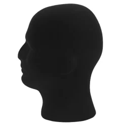 Skum mannequin hoved til mænd, model til parykker, briller, hatte, sort displaystativ