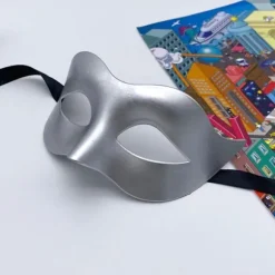 Sølvfarvet The Good Life Maskerade Maske til mænd eller kvinder i venetiansk stil, festmaske til øjnene, sort mat, karneval, halloween