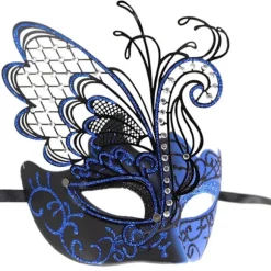 Smedejerns sommerfuglemaske med rhinsten (blå) til maskerade/karneval/sexet kostumefest/bryllup