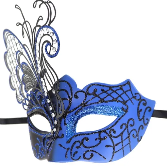 Smedejerns sommerfuglemaske med rhinsten (blå) til maskerade/karneval/sexet kostumefest/bryllup