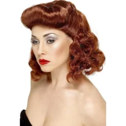 Smiffys Dame/Kvinde Pin Up Girl Paryk One Size Auburn Aubur Auburn One Size