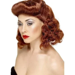 Smiffys Dame/Kvinde Pin Up Girl Paryk One Size Auburn Aubur Auburn One Size