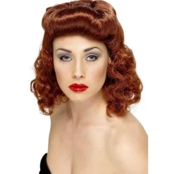Smiffys Dame/Kvinde Pin Up Girl Paryk One Size Auburn Aubur Auburn One Size