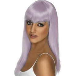 Smiffys Glamourama Paryk til Kvinder, One Size, Lilla Lilac One Size