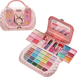 Sminkesæt til børn, skønheds legetøj, lille taske, vaskbar, lade som om makeup, kosmetik legetøj med spejl, giftfri