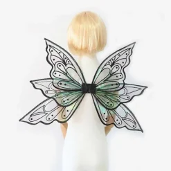 Smukke fevinger, voksen fevinger til kvinder, piger, sommerfuglevinger, glitrende, gennemsigtige vinger, cosplay, fødselsdagsfest Black gilding