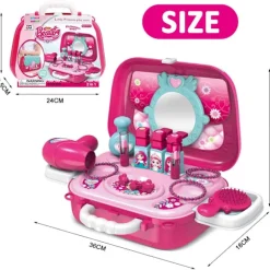 Smykke- og kosmetikæsker til børn Piger Frisørkuffert Legetøjsgave til prinsesse, Rosa