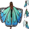Sommerfuglekostume til voksne Polyester Sommerfuglevinger Kappe Farverigt Voksen Maskeradekostume til Halloween