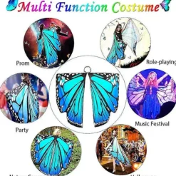 Sommerfuglekostume til voksne Polyester Sommerfuglevinger Kappe Farverigt Voksen Maskeradekostume til Halloween