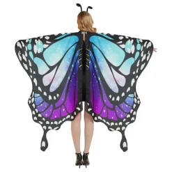 Sommerfuglevinger til Voksne, 3-delt Sæt Sommerfuglekappe, Cosplay Kostume Blue Purple