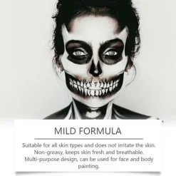 Sort & Hvid Ansigtssminkestift, Kropsmaling Foundation til Klovn Skelet Vampyr Kranie Joker Cosplay Special Effects Kostume 2pcs