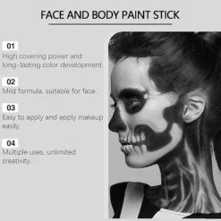 Sort & Hvid Ansigtssminkestift, Kropsmaling Foundation til Klovn Skelet Vampyr Kranie Joker Cosplay Special Effects Kostume 2pcs