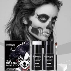 Sort & Hvid Ansigtssminkestift, Kropsmaling Foundation til Klovn Skelet Vampyr Kranie Joker Cosplay Special Effects Kostume 2pcs