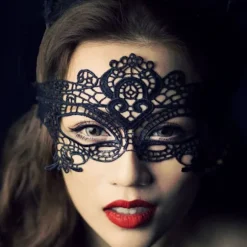 (Sort) 1 x Sexet Blonde Maske Maske Mardi Gras Kostume Kvinder Promenade Venetiansk Øjenmaske