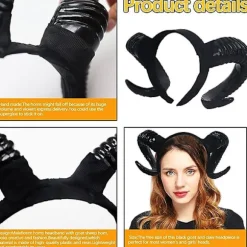 Sort Antlers Horn Gotisk Steampunk Djævel Demon Horn Pandebånd til