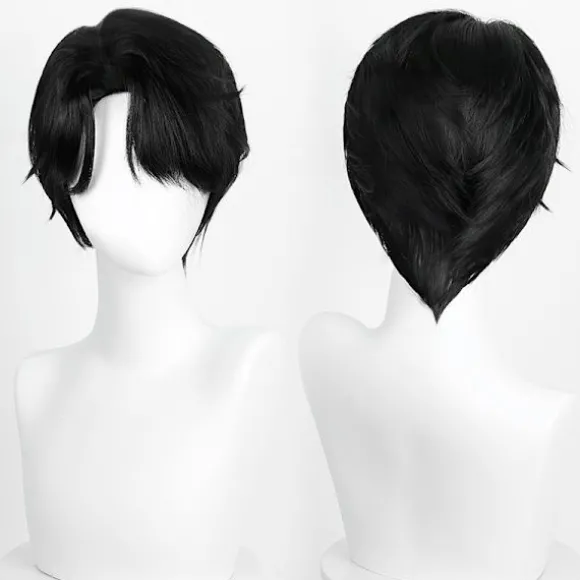 Sort Cosplay Paryk - Højtemperaturfiber, Justerbar, Perfekt til Anime Rollespil & Fester
