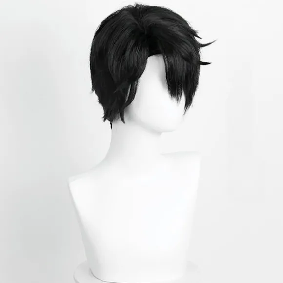 Sort Cosplay Paryk - Højtemperaturfiber, Justerbar, Perfekt til Anime Rollespil & Fester