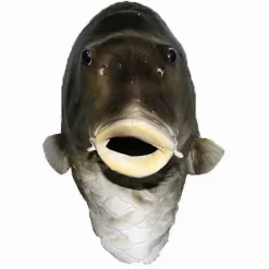 Sort Fisk Maske Latex Dyrehoved Maske Grå Fisk Kostume Hovedbeklædning Maskerade Fest Voksen (D)