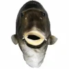 Sort fiskemaske Latex dyrehovedmaske Grå fiskekostume hovedbeklædning Maskeradefest Voksen