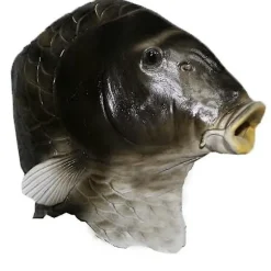 Sort fiskemaske Latex dyrehovedmaske Grå fiskekostume hovedbeklædning Maskeradefest Voksen