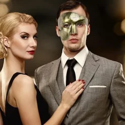 (sort Guld) Vintage Masquerade Maske Phantom Of The Opera Enøjet Halv