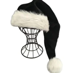 Sort Julemandshat - Deluxe Sort og Hvid Julehat til Voksne, Pakke med 2 stk.