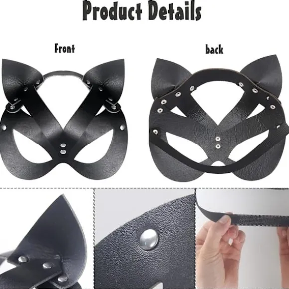 Sort Kat Maske Kvinder Kat Kostume Læder Maskerade Maske Cosplay