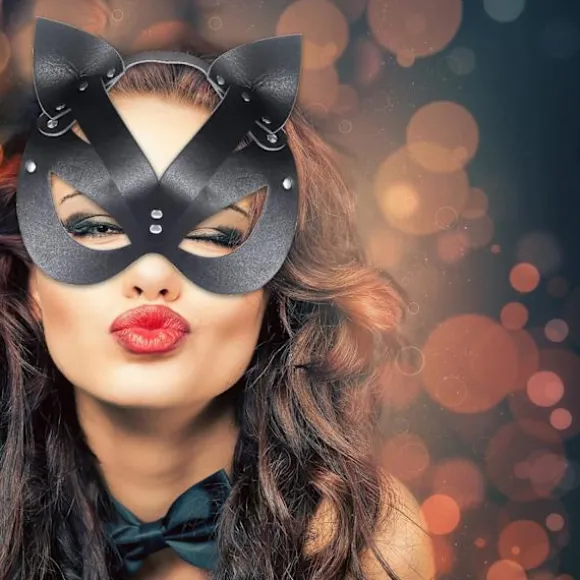 Sort Kat Maske Kvinder Kat Kostume Læder Maskerade Maske Cosplay
