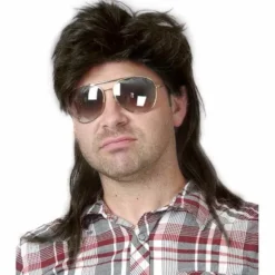 Sort Mullet Paryk Mænd 70'erne 80'erne Kostume Mænd Fancy Fest Tilbehør Cosplay Paryk