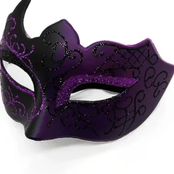Sort og lilla - Venetiansk maske, maske til maskerade, venetiansk maske til cosplay, karneval, temafester, til mænd og kvinder.