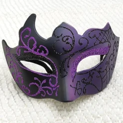 Sort og lilla - Venetiansk maske, maske til maskerade, venetiansk maske til cosplay, karneval, temafester, til mænd og kvinder.