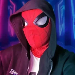 Spiderman Maske med Fjernbetjening til Blinkende Øjne & Cosplay-FM- Red Spider Man Headset/Blinkable
