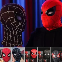 Spider-Man Maske med fjernbetjening og LED-blinkende øjne Black Headband+Ring Control