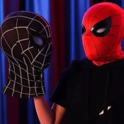 Spiderman Maske med Ring Fjernbetjening til Blinkende Øjne Blinkende Hjelm Cosplay Party Halloween Maske Rekvisitter Red Electric Headband+Ring Control | Fyndiq