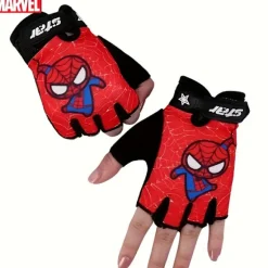 Spider-Man Tegneserie Fingerløse Handsker, Egnet til Udendørs Aktiviteter, Camping, Fiskeri og Cykling Sports Fitness [DB] Black Size M