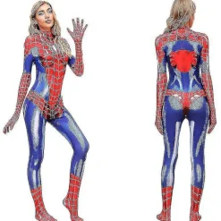 Spiderman-bodysuit til kvinder Halloween Cosplay-kostume S Red M